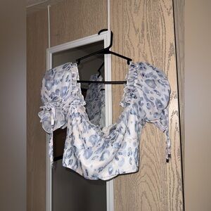 Pink & Blue Leopard Print Top